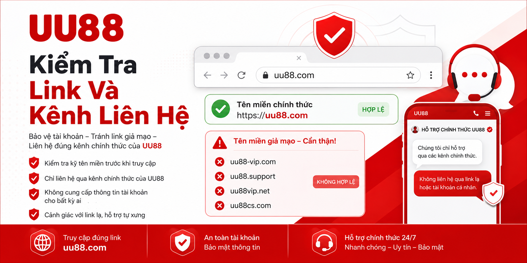 Thành viên kiểm tra tên miền và kênh liên hệ trước khi truy cập